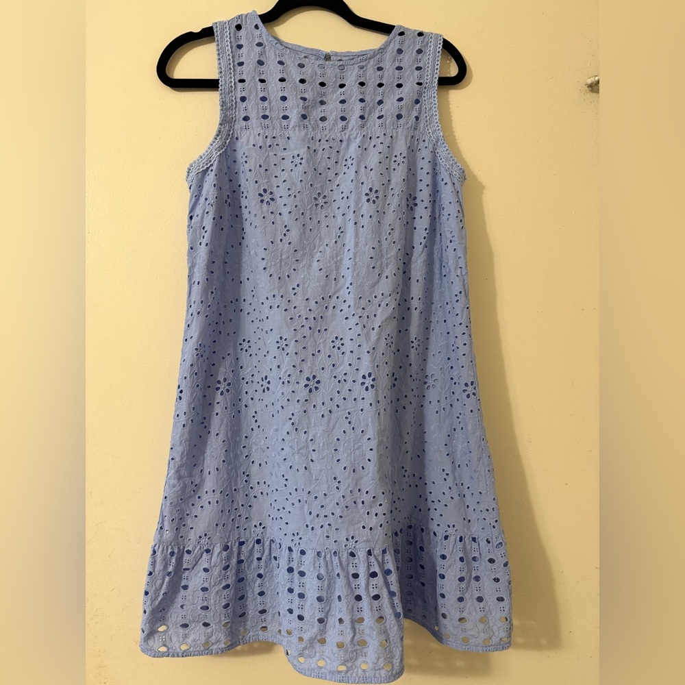LOFT Sky Blue Eyelet Midi Dress